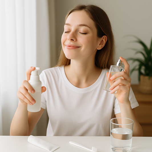 femme se mettant de leau de cologne