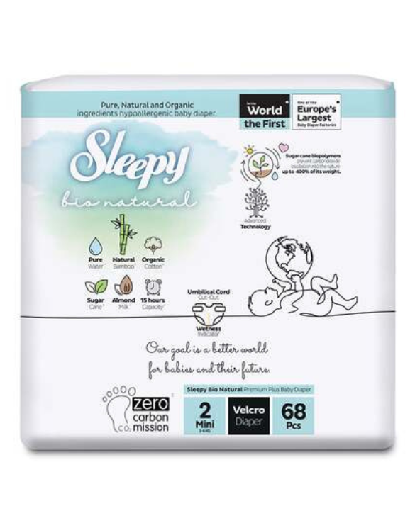 SLEEPY Couche Bio Natural (3-6KG) 68pcs 👶